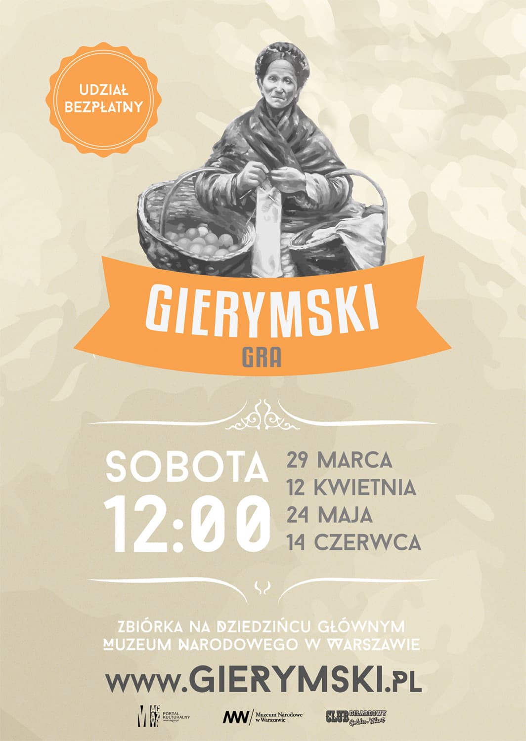 Plakat promujący grę miejską o Aleksandrze Gierymskim  
