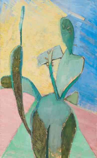Xawery Dunikowski, Kaktus – szkic, 1956, tempera, olej, brystol, przekaz MON w 1965