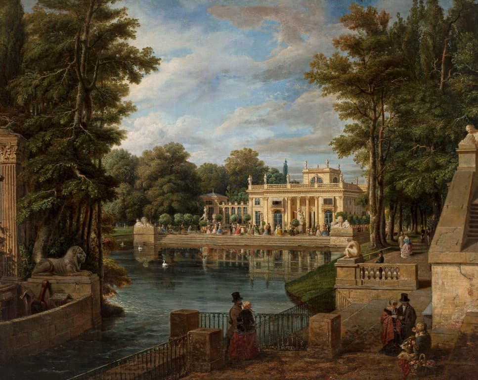 Marcin Zaleski, Widok pałacu w Łazienkach latem, olej na płótnie, 1836–1838