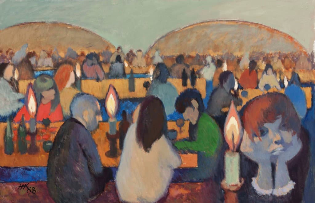 Helena Krajewska, Przy świecach, 1968, olej na płótnie