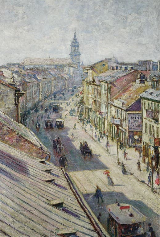 Władysław Podkowiński, Ulica Nowy Świat w Warszawie w dzień letni, 1892.