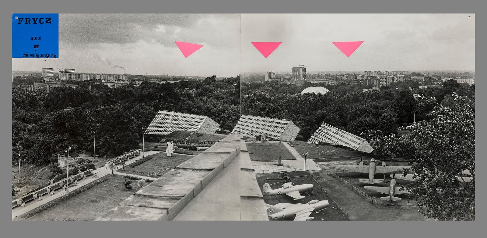 Władysław Frycz Propozycja zagospodarowania otoczenia wokół Muzeum Narodowego – projekt nowych pawilonów muzealnych na skarpie wiślanej, 1971 kolaż, fotografia, druk, papier na sklejce
